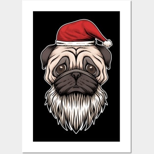 Cool Pug Santa Claus Posters and Art